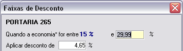 Cadastrando faixa de 15 a 29,99%