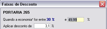Cadastrando faixa de 30 a 49,99%