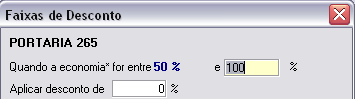 Cadastrando faixa de 50 a 100%
