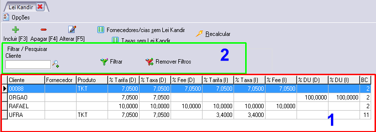 Conteúdo do arquivo exportado para excel será igual aos itens que estiverem listados na tela principal do cadastro (1).