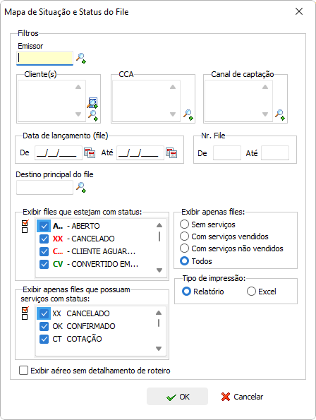 Relatório de Mapa de Situação e Status do File