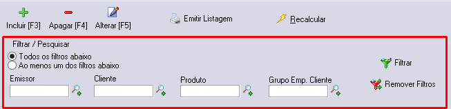 O conteúdo da listagem será igual aos itens que estiverem listados na tela principal do cadastro (1).