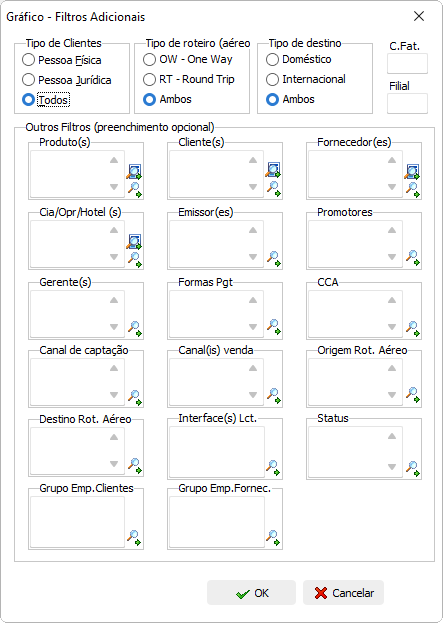 Filtros adicionais para exibir o resultado do gráfico