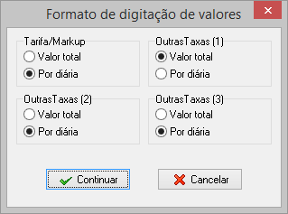 Alteração do formato de digitação dos valores