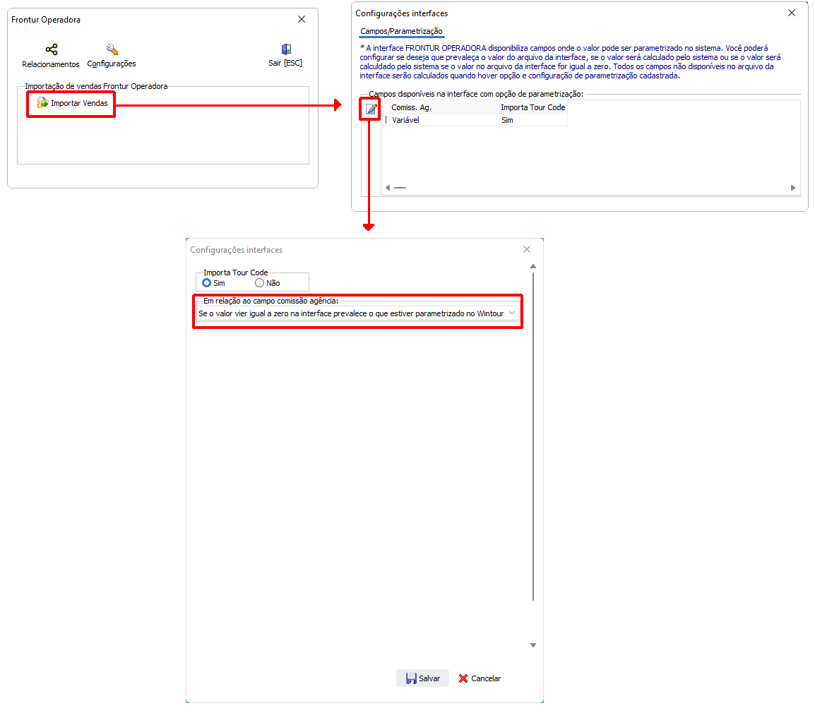 Ajuste na configuração de integração da Comissão