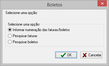 Opções disponíveis para localizar boletos para gerar o arquivo de remessa.