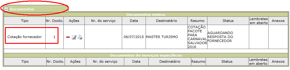 Guia Documentos da Ficha de atendimentos
