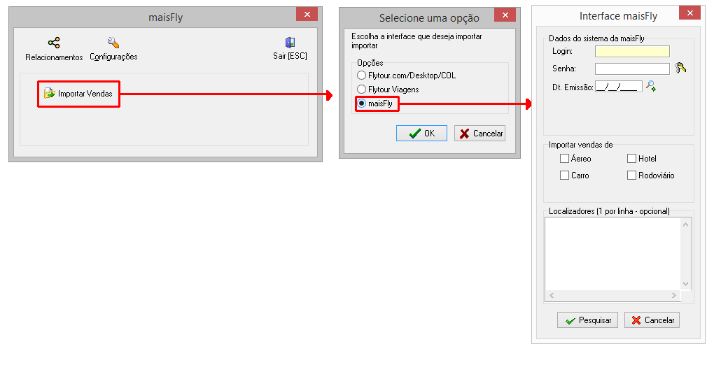 Módulo de importação de vendas da Flytour (maisFly)