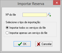 Tela de importação de Reserva