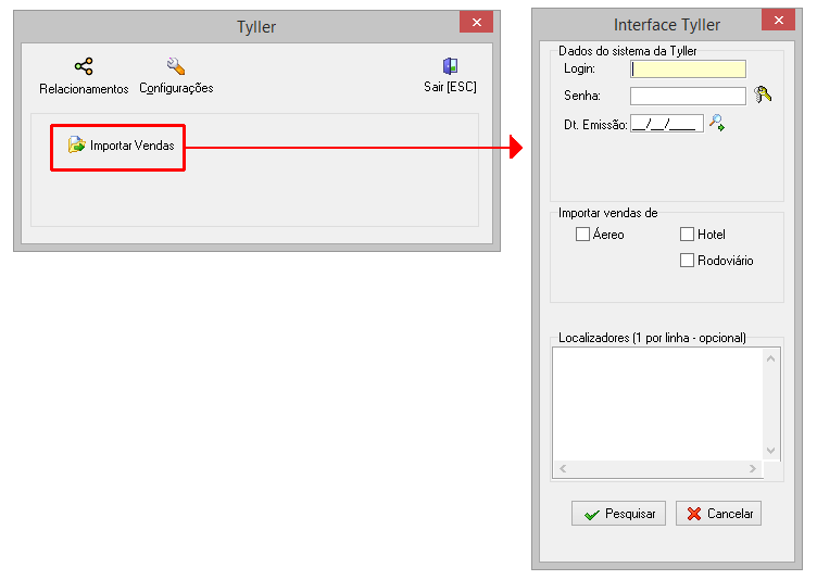 Módulo de importação de vendas da Tyller