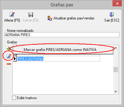 Inativando grafias
