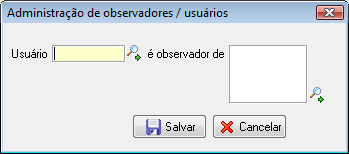 Tela para cadastrar novos usuários observadores