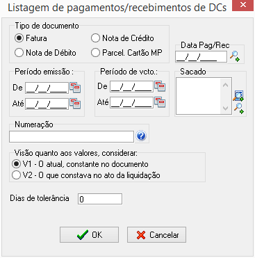 Exportacão de Listagem de pagamentos/recebimento