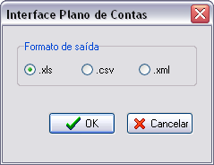 Interface de exportação de dados do plano de contas