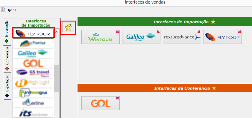 Selecionando as interfaces favoritas