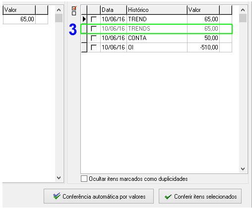 Selecionar item em duplicidade