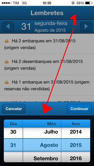 Consulta dos lembretes