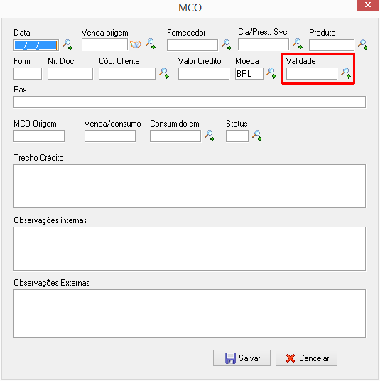 Lembretes de validade de MCO