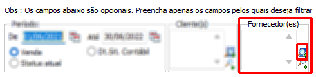 Filtro de lista de clientes e grupo empresarial de clientes