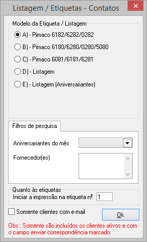 Pesquisa de e-mails cadastrados para o fornecedor