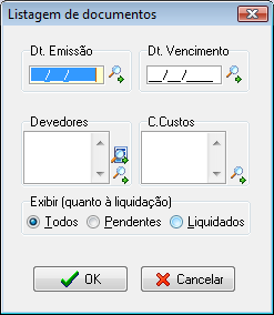 Exportação de listagem de faturas e nota de débito.