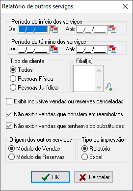 Exibindo o relatório de Outros Serviços