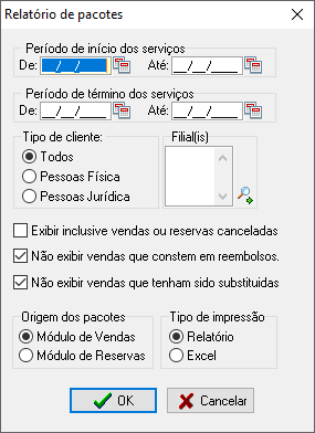 Exibindo o relatório de Pacote