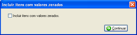 Inclusão de ítens com valores zerados