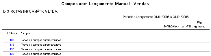 Mapa de produção R09 - Campos manuais/vendas
