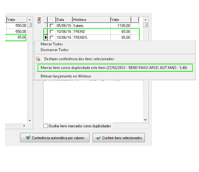 Marcando item com duplicidade