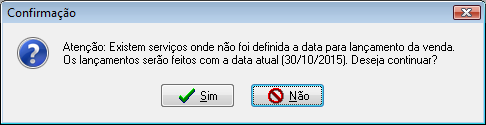 Mensagem de confirmação para alteração da data