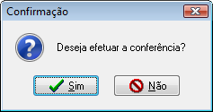 Mensagem de confirmação para iniciar a conferência após o cadastro do extrato.