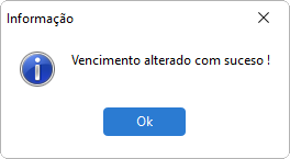 Mensagem de confirmação de alteração do vencimento