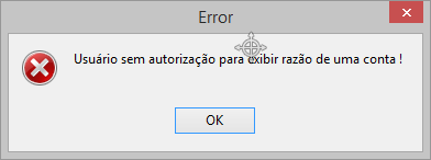 Mensagem de erro usuário sem permissão para exibir o relatório de detalhamento de uma conta