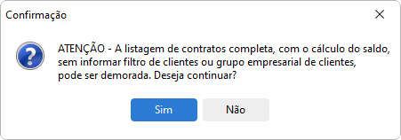 Mensagem de alerta para utilizar filtro de clientes e grupo de clientes na listagem Completa
