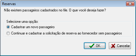 Mensagem de passageiro não cadastrado
