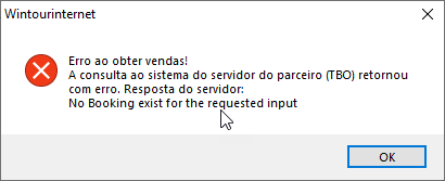 Mensagem de erro de não existencia da reservas na data pesquisada