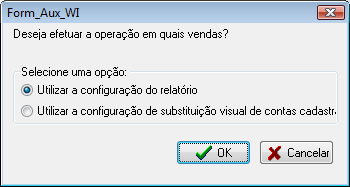 Mensagem seleção de substituição de contas