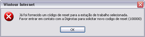 Mensagem informando que a quantidade de liberação por dia da licença que está tentando ser liberada já foi alcançada