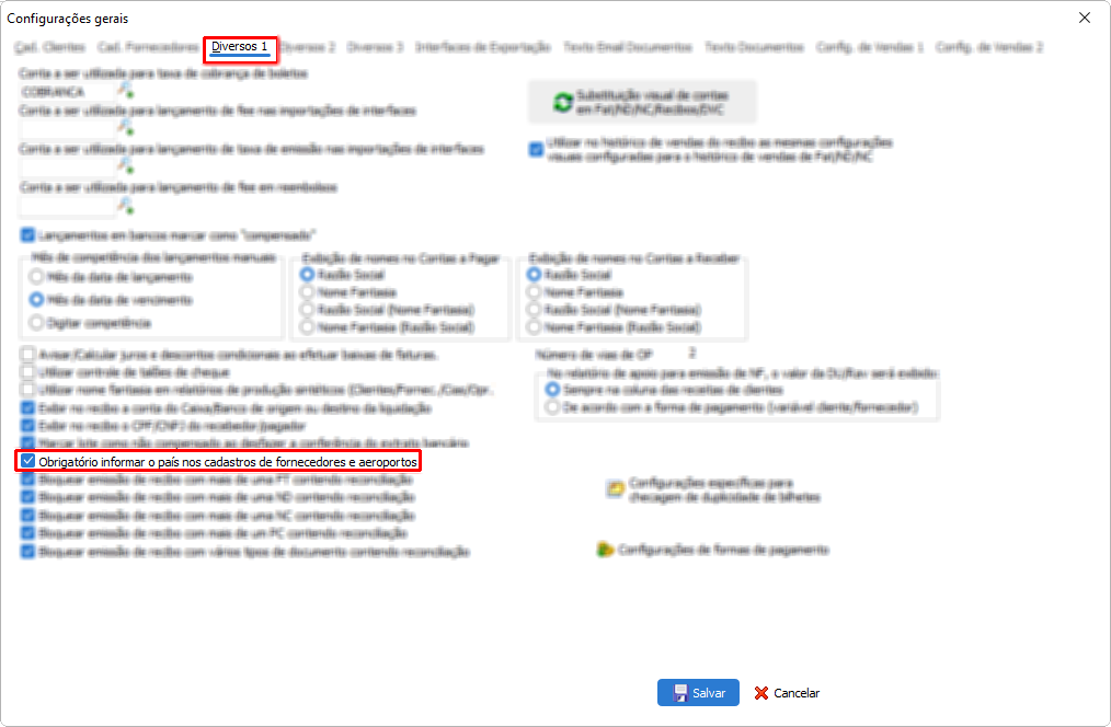 Habilitando a obrigatoriedade de preenchimento do campo 'País'/Ender no cadastro de fornecedores e aeroportos