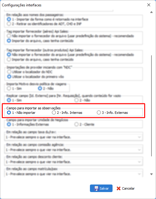 Configura&ccedil;&otilde;es de Interfaces Importa&ccedil;&atilde;o do cliente pela Unidade de Neg&oacute;cios