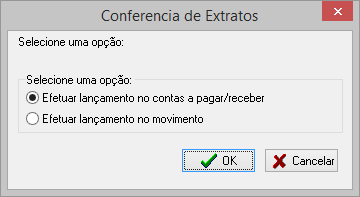 Opções para lançamento no contas a pagar/receber