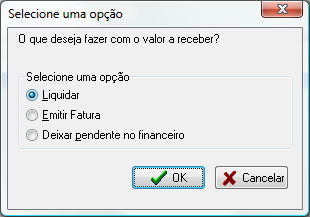 Tela com opções após salvar o adiantamento