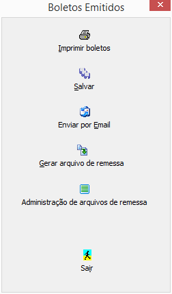 Opções para boletos emitidos