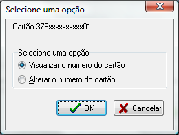 Opções para cartões corporativo