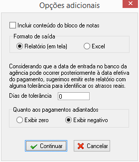 Opções para exibir a listagem resumida