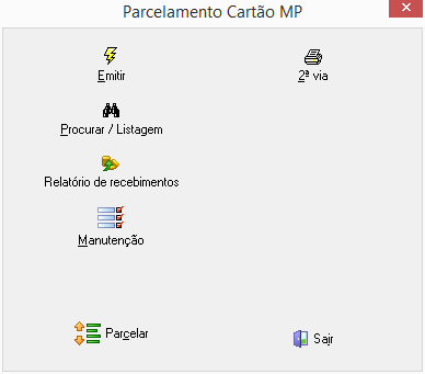 Opções de botões do módulo de parcelamento cartão MP
