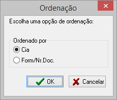 Opções de ordenação para o resultado do Mapa de Produção R04