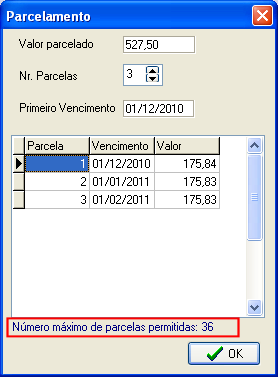 Módulo de parcelamento de faturas