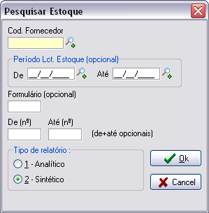 Pesquisa de estoque de tkts